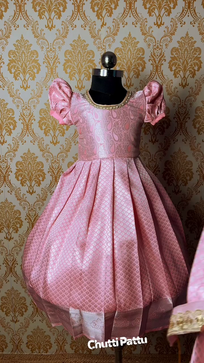 Blush Pink Kanchi Soft Silk Gown with Dupatta | CPM_0258