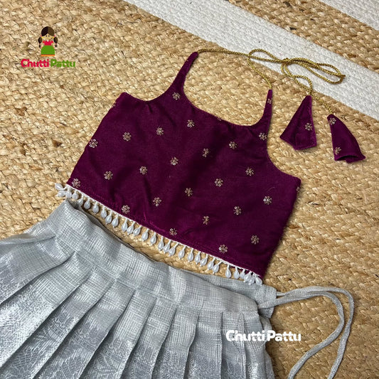 Purple & Silver Halter Neck Set | CPM_0272