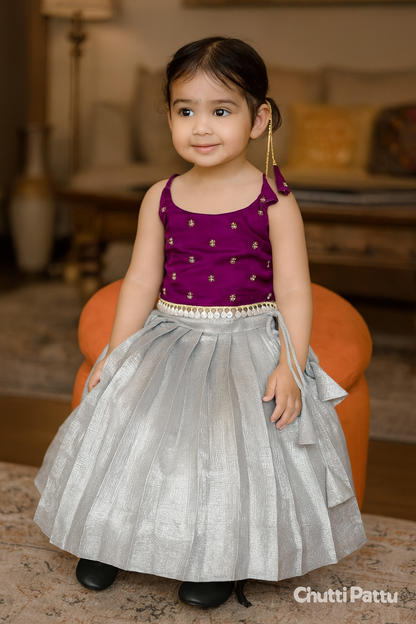 Purple & Silver Halter Neck Set | CPM_0272