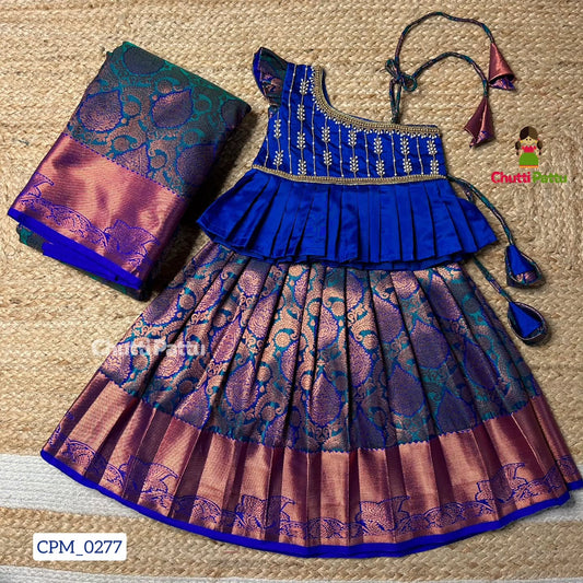 Mayilu - Sleeves Edition | Peacock Blue Aari Set| CPM_0277B