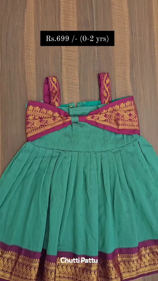 Teal Pure Kalyani Cotton Sleeveless Frock | CPM_0290_TAL