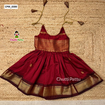Maroon Kalyani Cotton Tie-Up Frock | CPM_0300