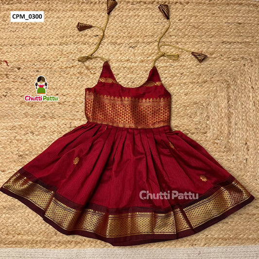 Maroon Kalyani Cotton Tie-Up Frock | CPM_0300