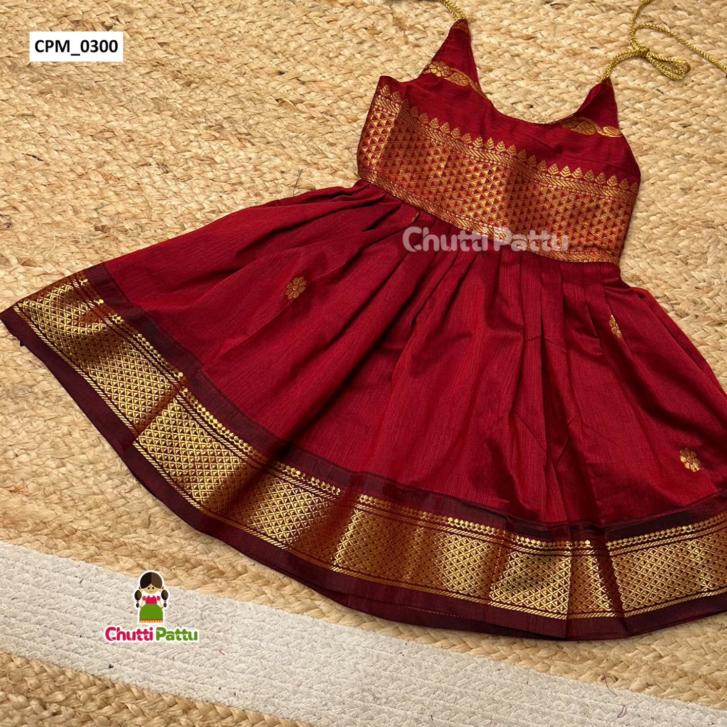 Maroon Kalyani Cotton Tie-Up Frock | CPM_0300