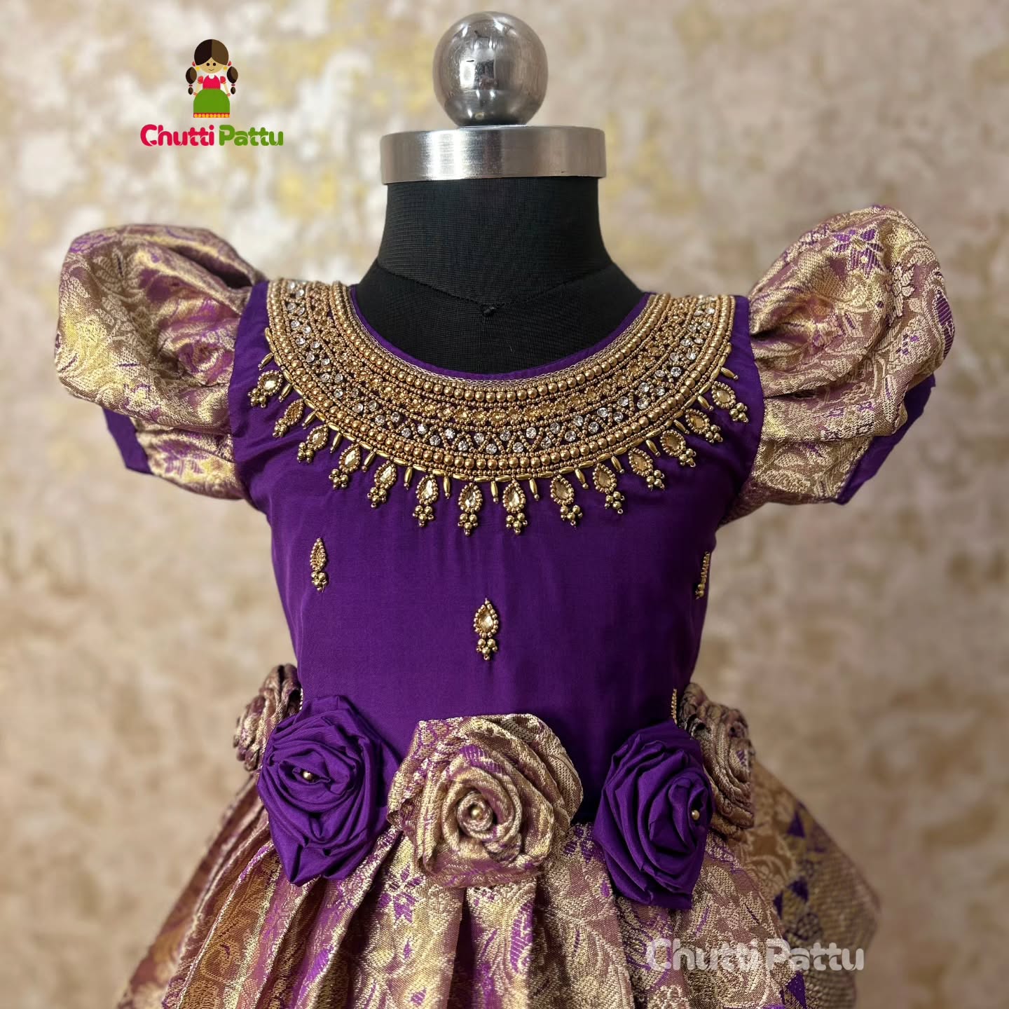 Thooriga - Premium Purple Kanchi Tissue Aari Gown | CPM_0309