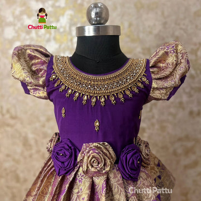 Thooriga - Premium Purple Kanchi Tissue Aari Gown | CPM_0309
