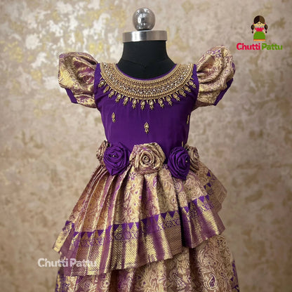 Thooriga - Premium Purple Kanchi Tissue Aari Gown | CPM_0309
