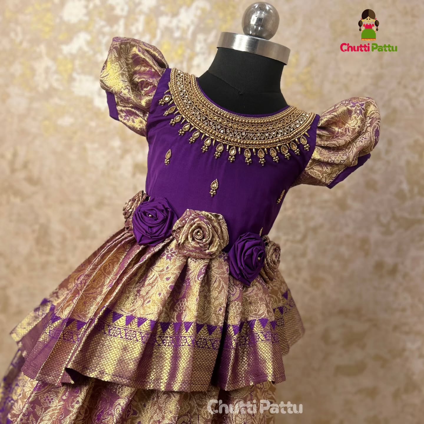 Thooriga - Premium Purple Kanchi Tissue Aari Gown | CPM_0309