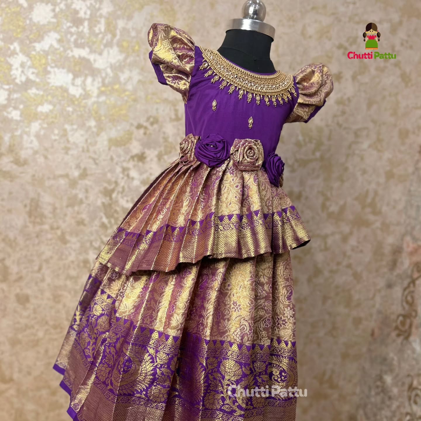 Thooriga - Premium Purple Kanchi Tissue Aari Gown | CPM_0309