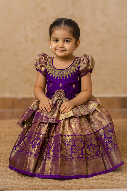Thooriga - Premium Purple Kanchi Tissue Aari Gown | CPM_0309