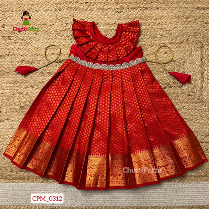 Kanchi Soft Silk Red Frock | CPM_0312