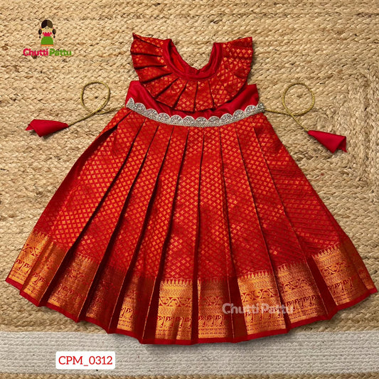 Kanchi Soft Silk Red Frock | CPM_0312