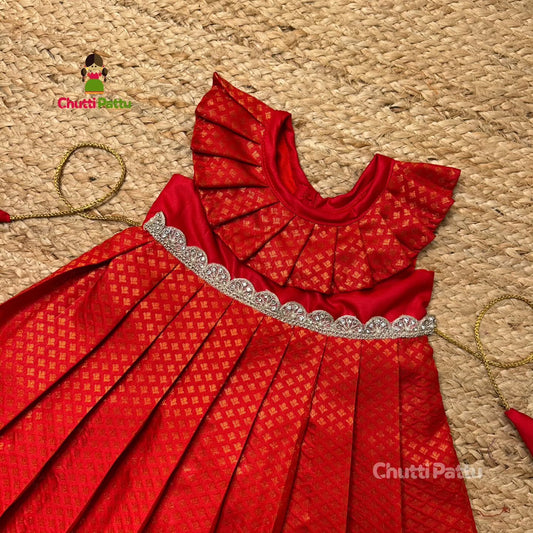 Kanchi Soft Silk Red Frock | CPM_0312