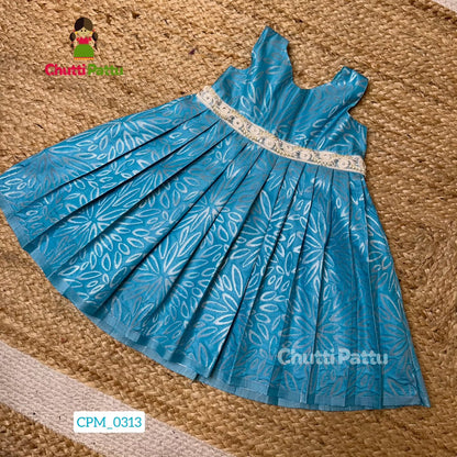 Blue Kanchi Soft Silk Borderless Frock | CPM_0313_BLU