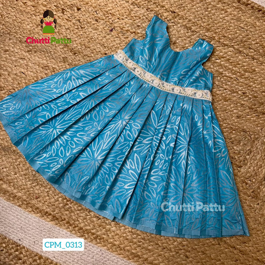 Blue Kanchi Soft Silk Borderless Frock | CPM_0313_BLU