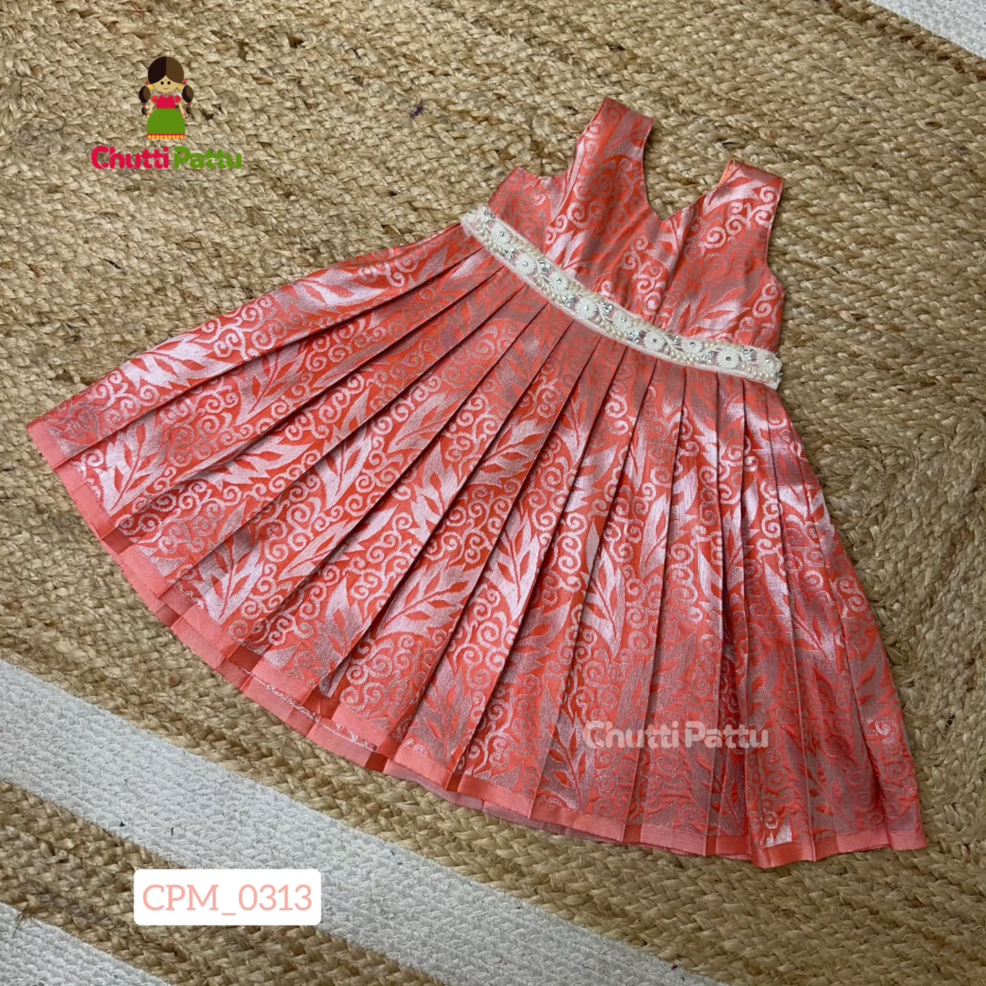 Peach Kanchi Soft Silk Borderless Frock | CPM_0313_PCH