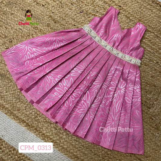 Pink Kanchi Soft Silk Borderless Frock | CPM_0313_PNK