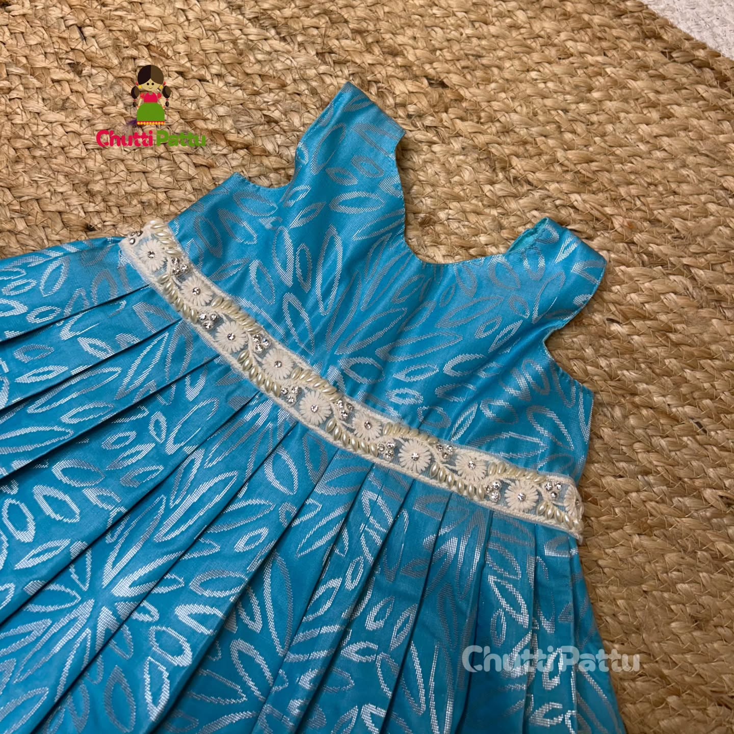 Blue Kanchi Soft Silk Borderless Frock | CPM_0313_BLU