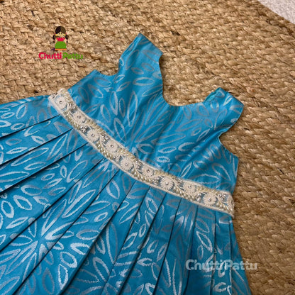 Blue Kanchi Soft Silk Borderless Frock | CPM_0313_BLU