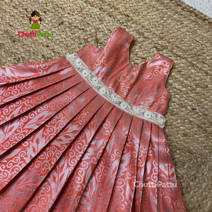 Peach Kanchi Soft Silk Borderless Frock | CPM_0313_PCH