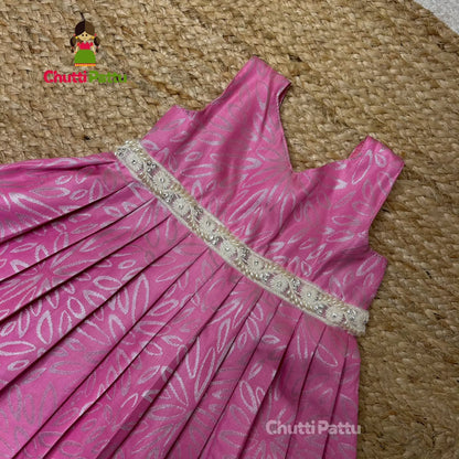 Pink Kanchi Soft Silk Borderless Frock | CPM_0313_PNK