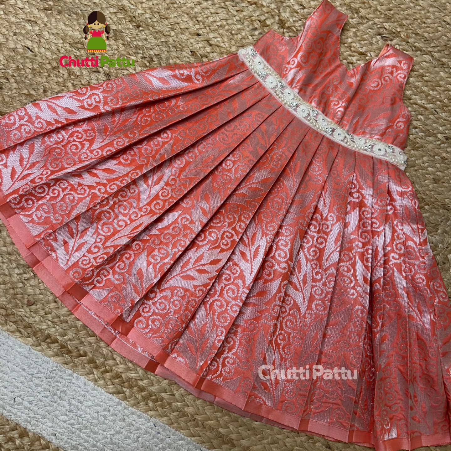 Peach Kanchi Soft Silk Borderless Frock | CPM_0313_PCH