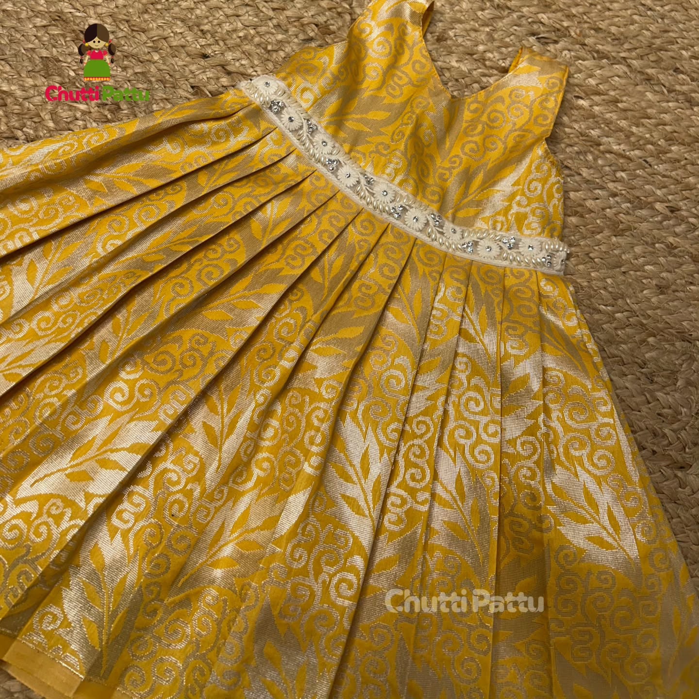 Yellow Kanchi Soft Silk Borderless Frock | CPM_0313_YLW