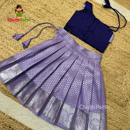 Lavender One-Shoulder Kanchi Soft Silk Top & Skirt | CPM_0314
