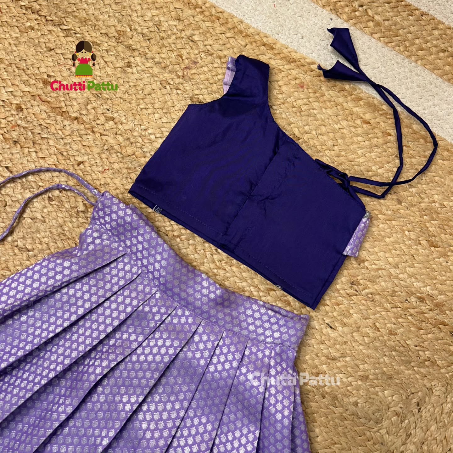 Lavender One-Shoulder Kanchi Soft Silk Top & Skirt | CPM_0314