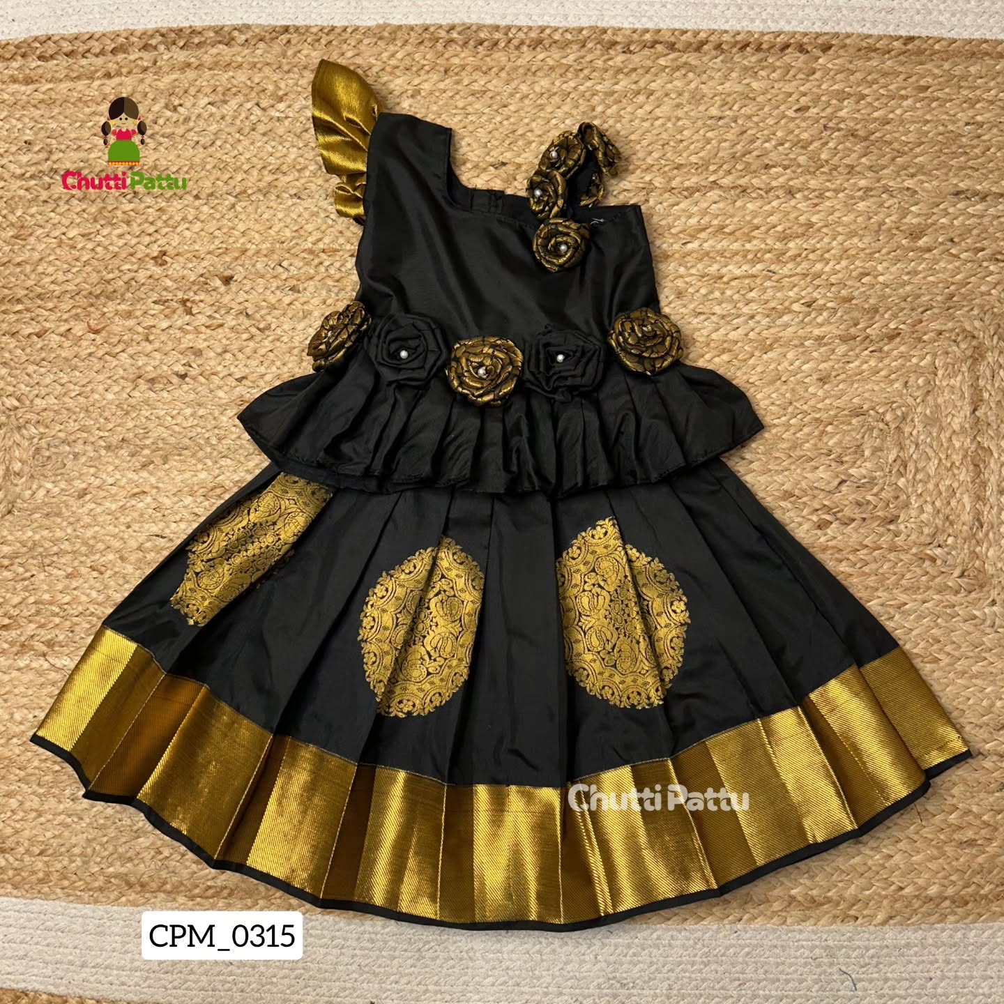 Iniya - Black Rose Kanchi Soft Silk Pattu Pavadai | CPM_0315