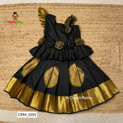 Iniya - Black Rose Kanchi Soft Silk Pattu Pavadai | CPM_0315