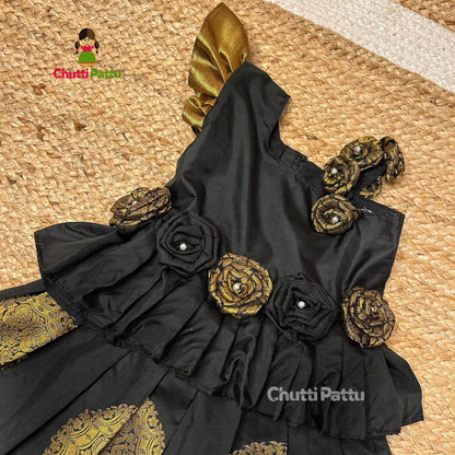 Iniya - Black Rose Kanchi Soft Silk Pattu Pavadai | CPM_0315