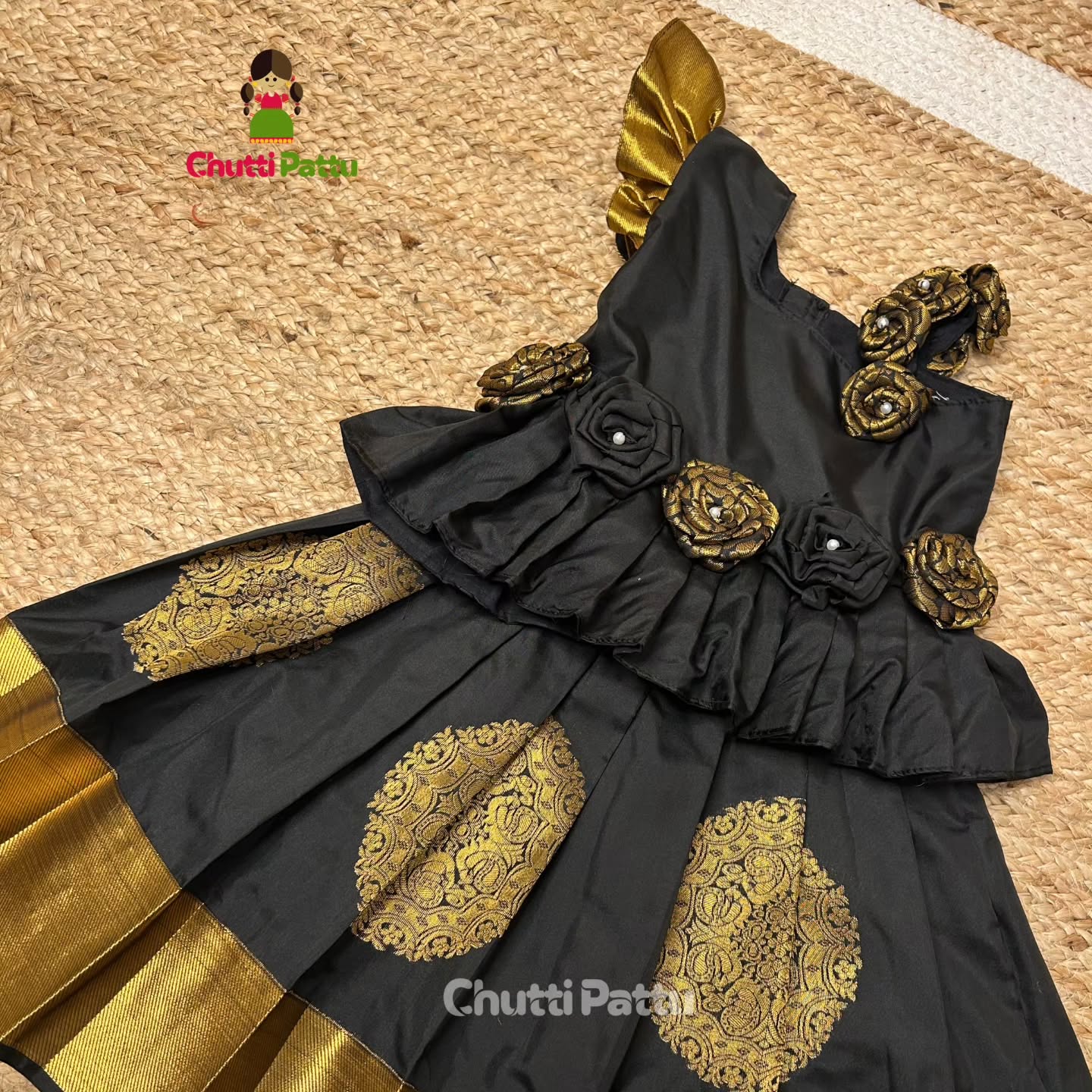 Iniya - Black Rose Kanchi Soft Silk Pattu Pavadai | CPM_0315