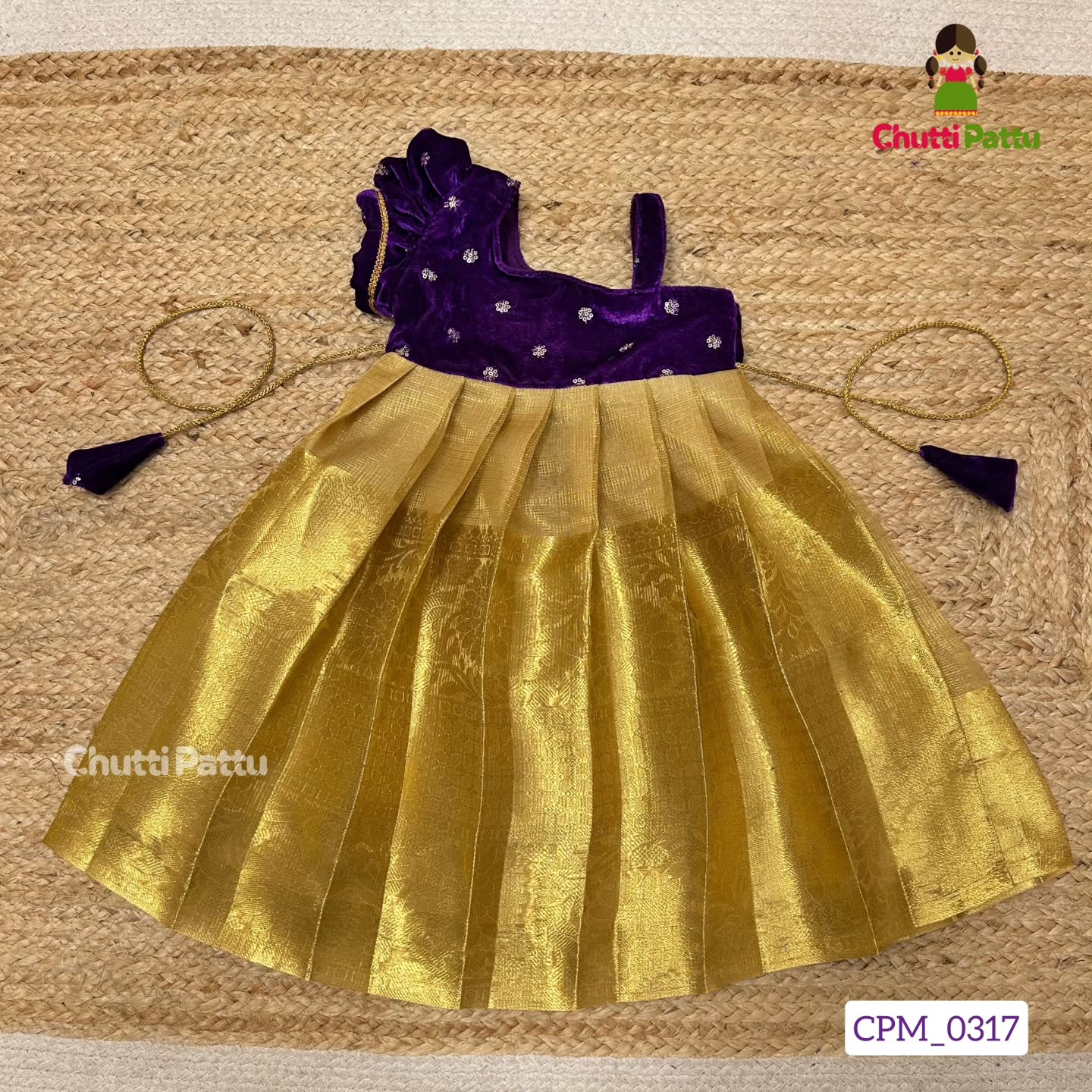 Gold Tissue Silk with Purple Velvet Top | CPM_0317