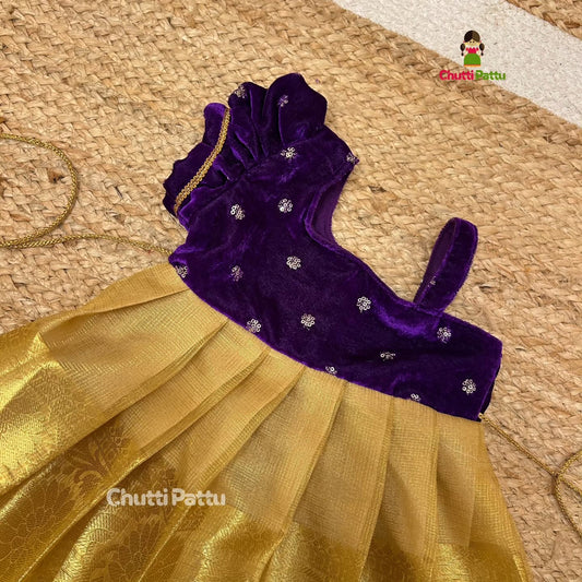Gold Tissue Silk with Purple Velvet Top | CPM_0317