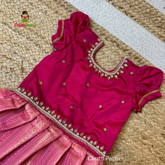 Amizhthini – Pink Aari Kanchi Semi Silk Pattu Pavadai | CPM_0320