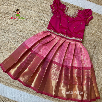 Amizhthini – Pink Aari Kanchi Semi Silk Pattu Pavadai | CPM_0320