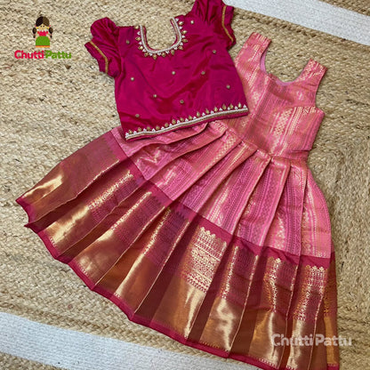 Amizhthini – Pink Aari Kanchi Semi Silk Pattu Pavadai | CPM_0320