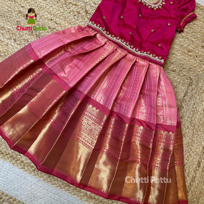Amizhthini – Pink Aari Kanchi Semi Silk Pattu Pavadai | CPM_0320