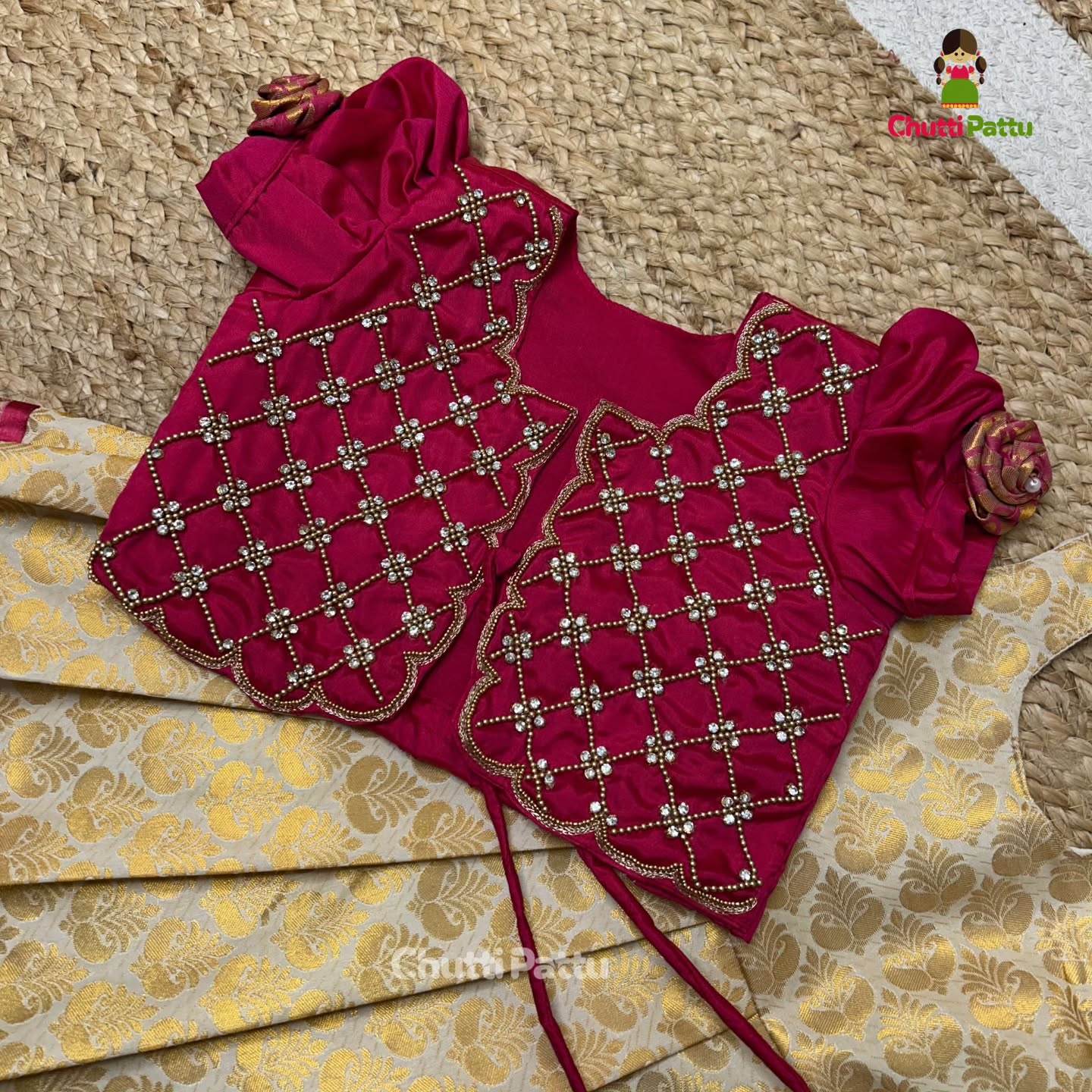 White & Pink Premium Aari Overcoat Set | CPM_0322