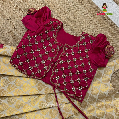 White & Pink Premium Aari Overcoat Set | CPM_0322