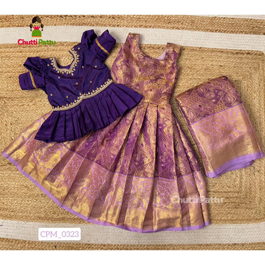 Purple & Lavender Semi Kanchi Silk Aari Set | CPM_0323