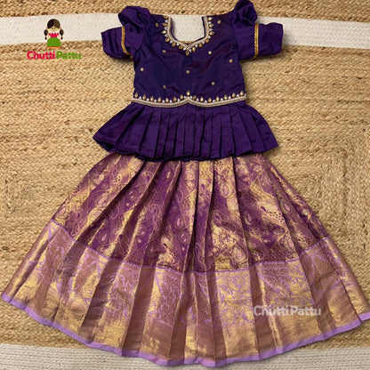 Purple & Lavender Semi Kanchi Silk Aari Set | CPM_0323