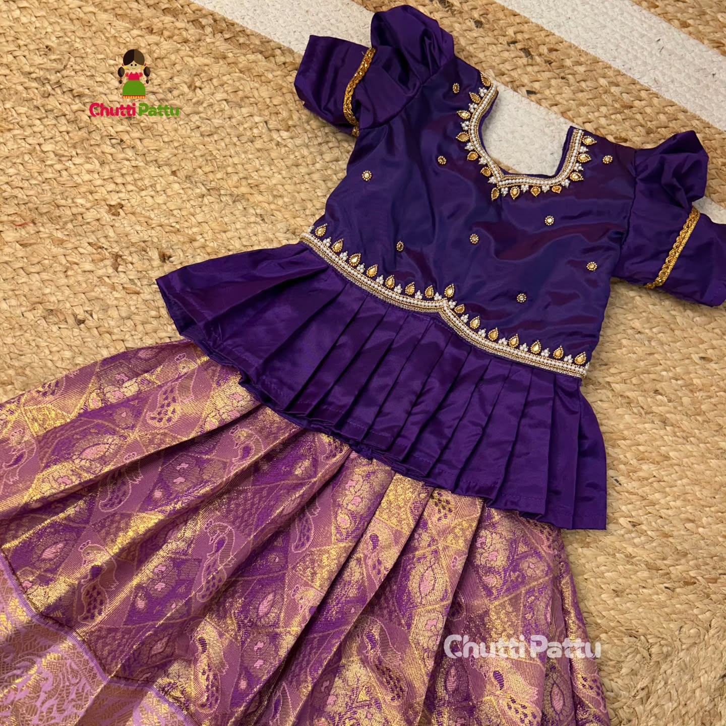 Purple & Lavender Semi Kanchi Silk Aari Set | CPM_0323