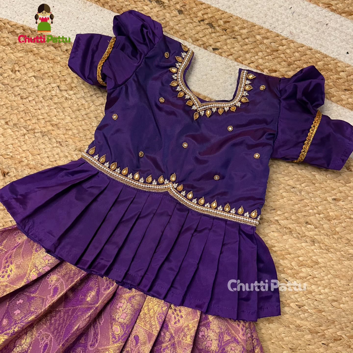 Purple & Lavender Semi Kanchi Silk Aari Set | CPM_0323