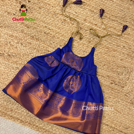 Blue - Soft Silk Cotton Tie-Up Frock | CPM_0325_BL