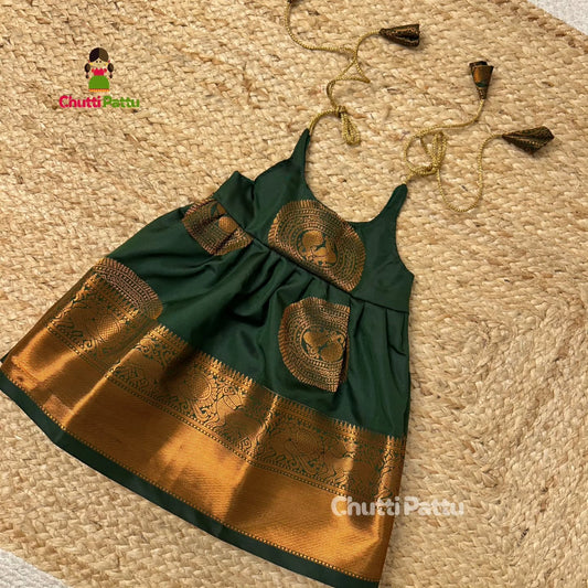 Green - Soft Silk Cotton Tie-Up Frock | CPM_0325_GRN