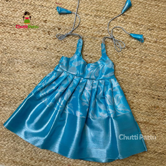 Blue - Soft Silk Cotton Tie-Up Frock | CPM_0325_BL