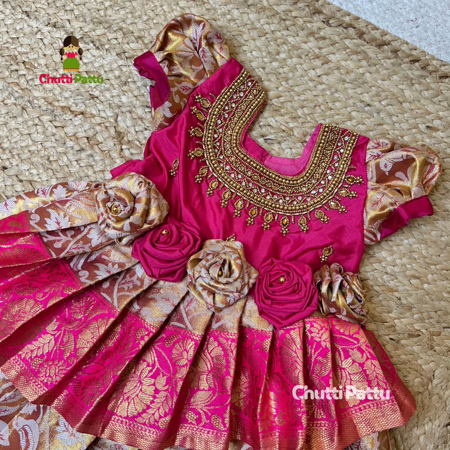 Thooriga – Pink Semi Kanchi Tissue Aari Gown | CPM_0337
