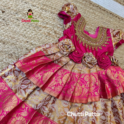 Thooriga – Pink Semi Kanchi Tissue Aari Gown | CPM_0337